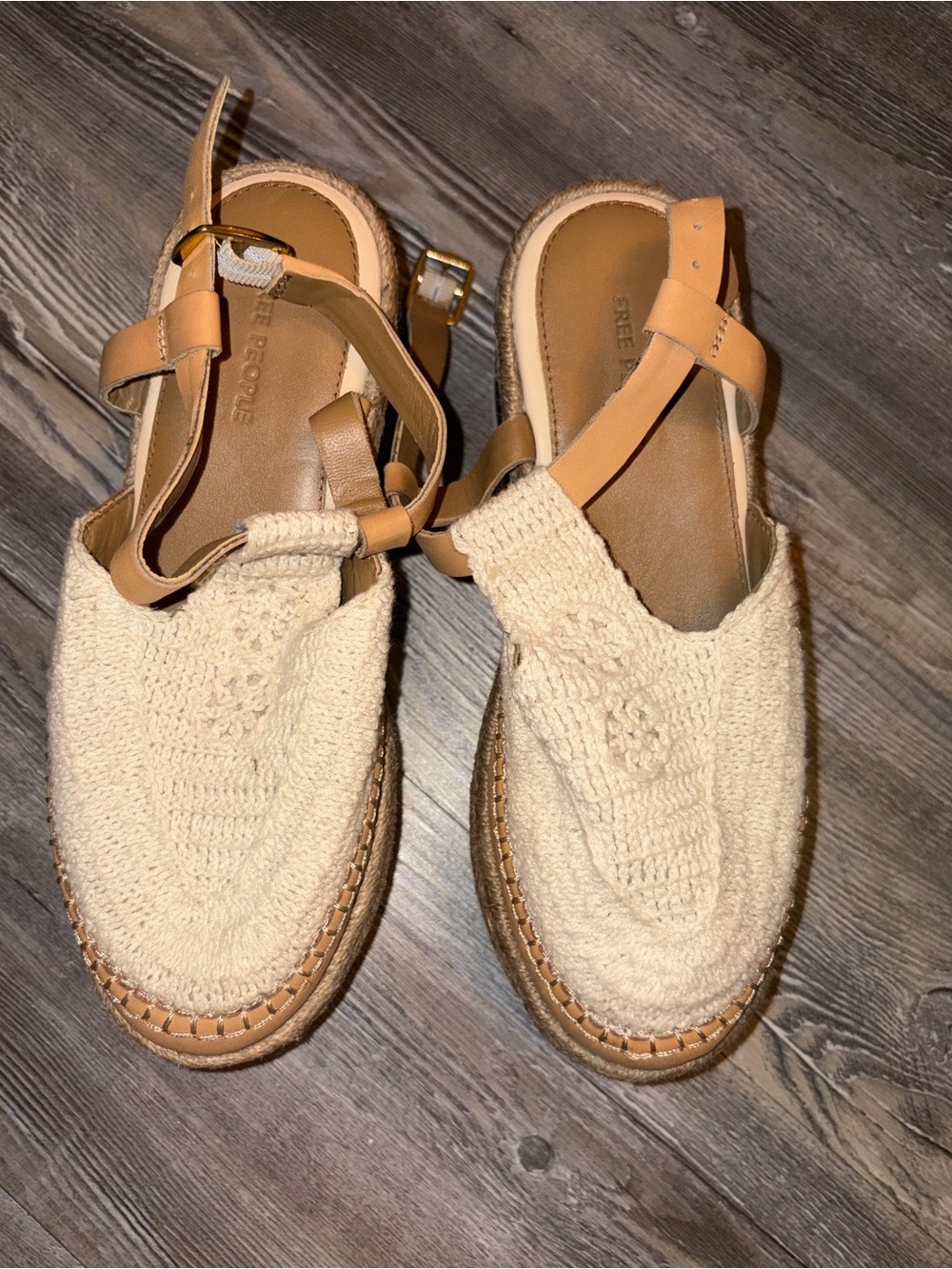 Free People Woven Cream & Tan Women’s Sandal Loafers